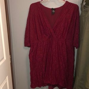 Plus size cranberry red laced dress